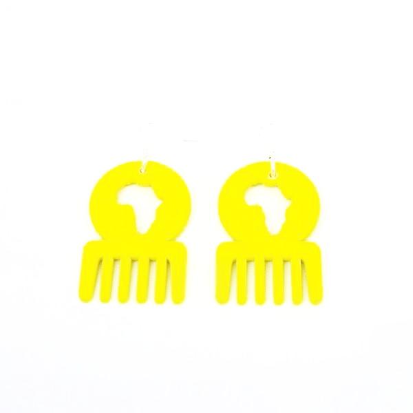 Afro comb african shape wooden earrings