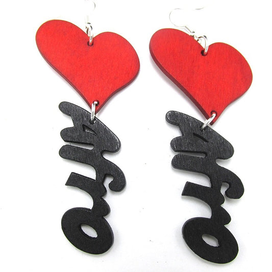 African heart earrings