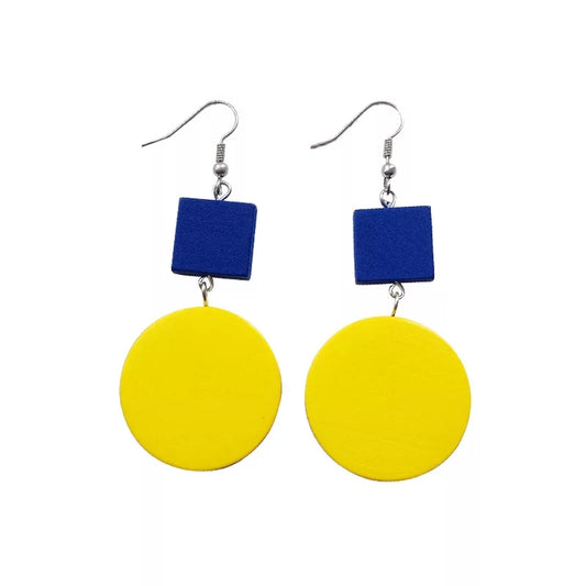 Yellow Round Wooden earrings
