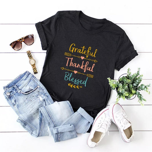 Grateful Thankful Blessed - T-shirt in black