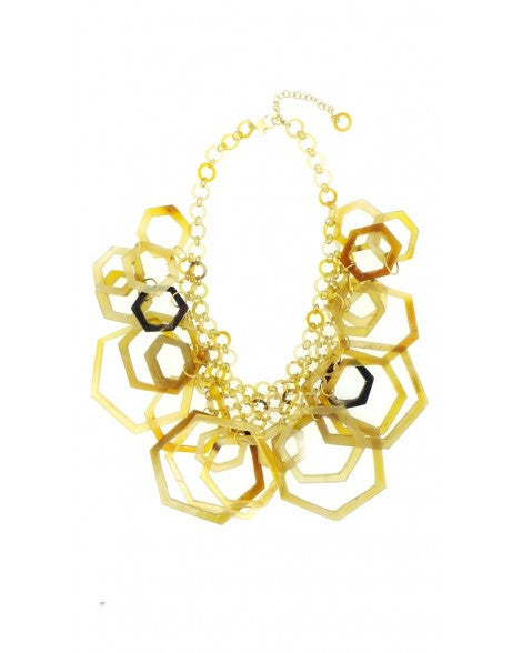 Brown geometric large statement necklace