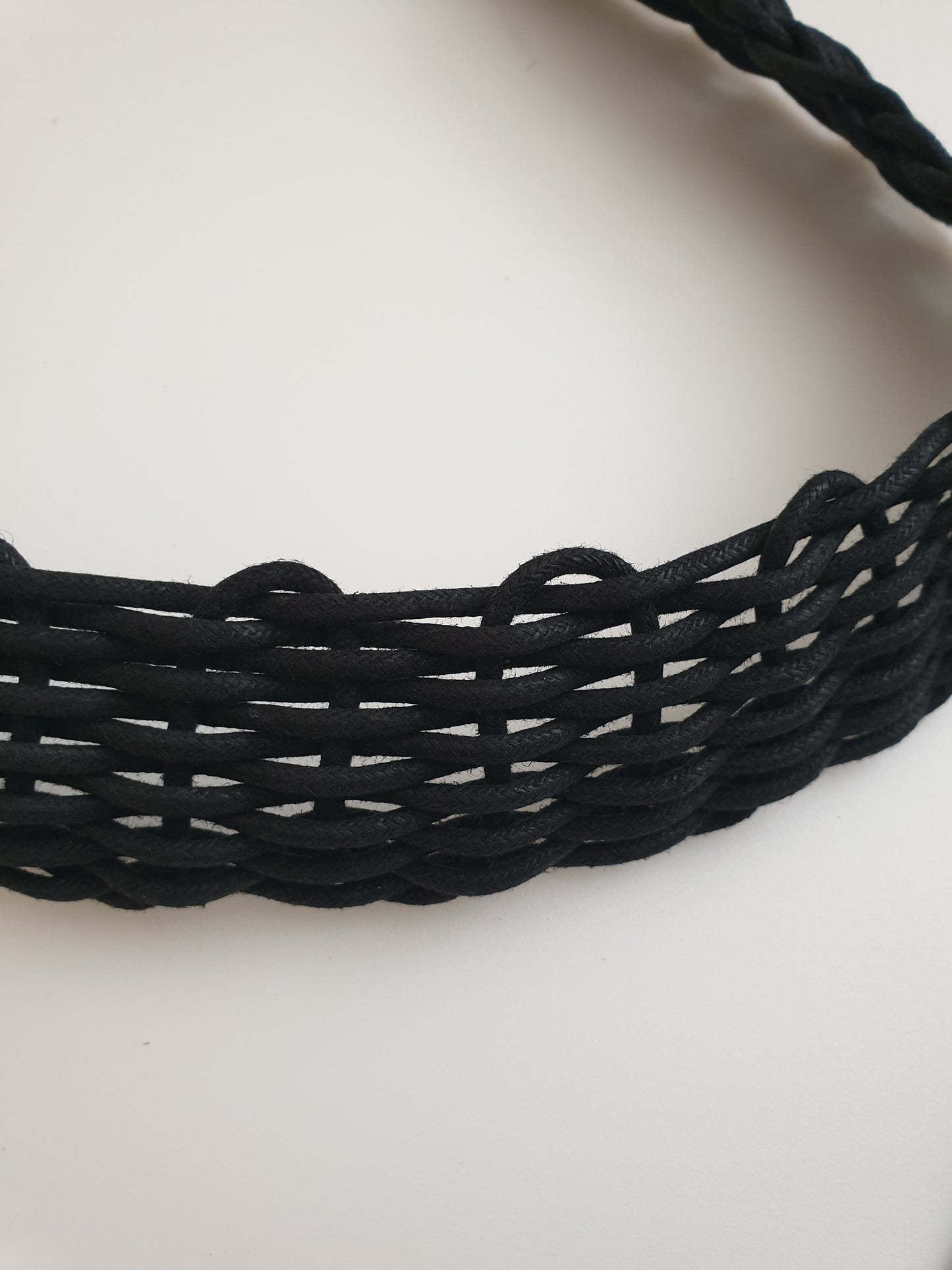 Leather and straw choker necklace