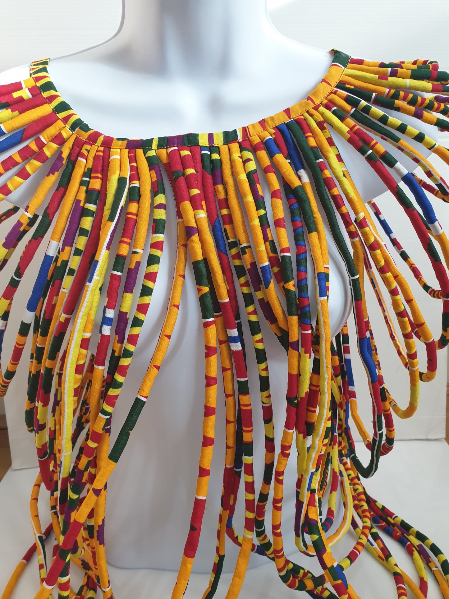 African Multi Strand - Handmade Cape Necklaces (black, blue, yellow and red)