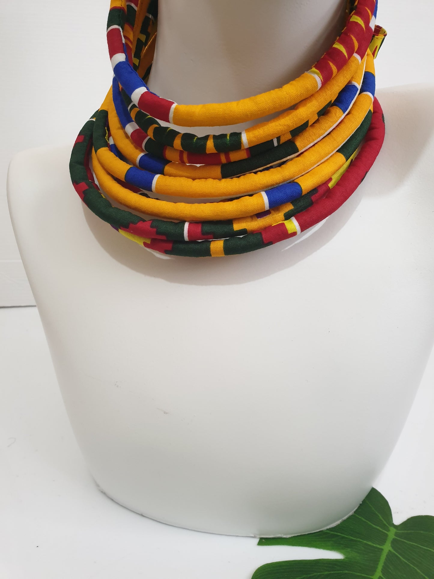 African Multi Strand - Handmade Cape Necklaces (black, blue, yellow and red)