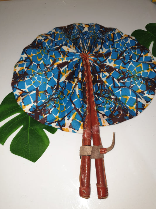 African Leather Folding Fan