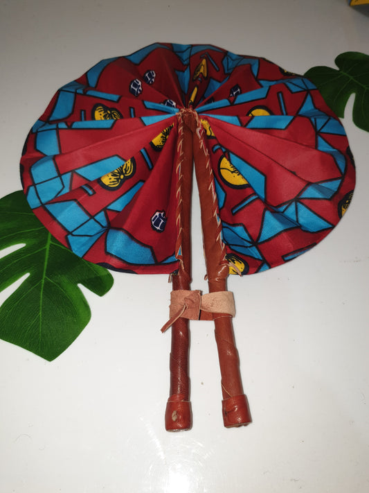 African Leather Folding Fan