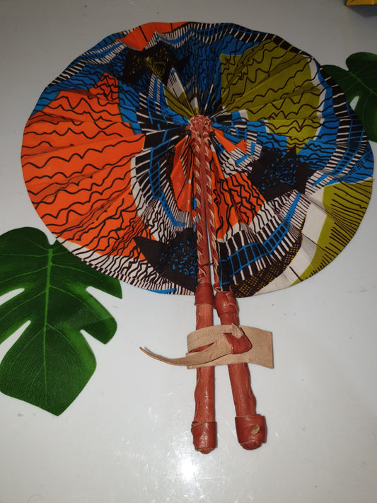 African Leather Folding Fan