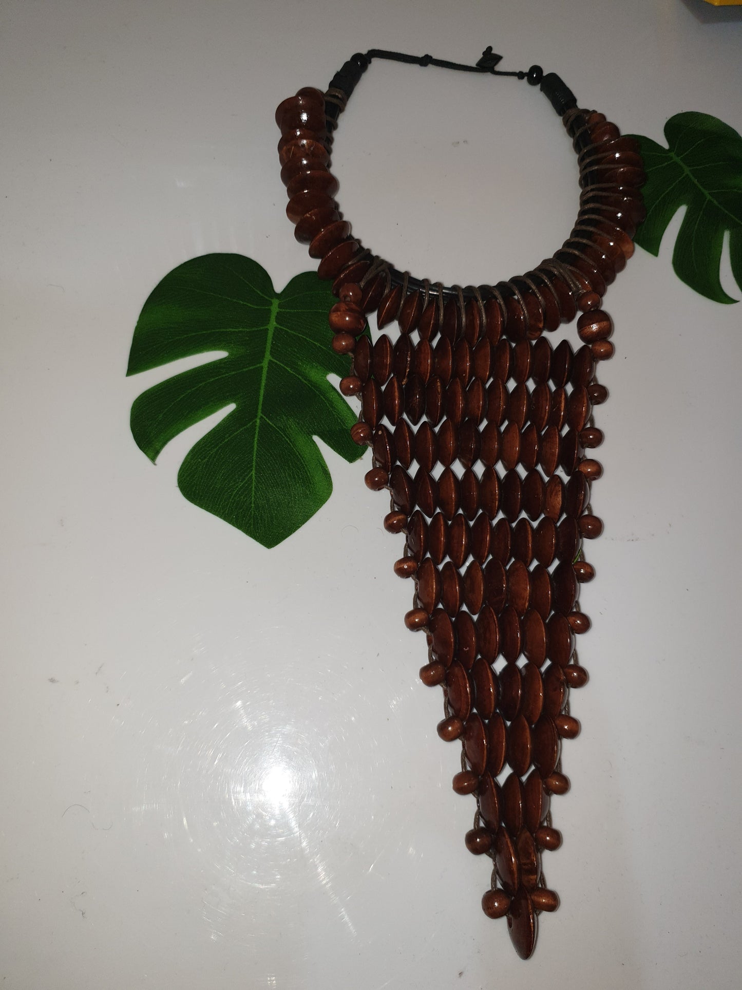 Brown large statement rosewood necklace