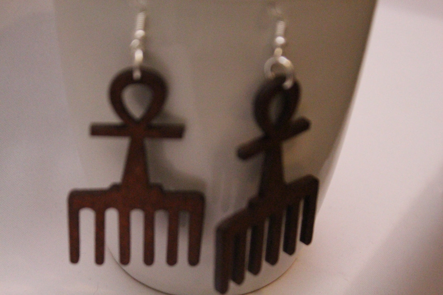 African Ankh wooden earrings