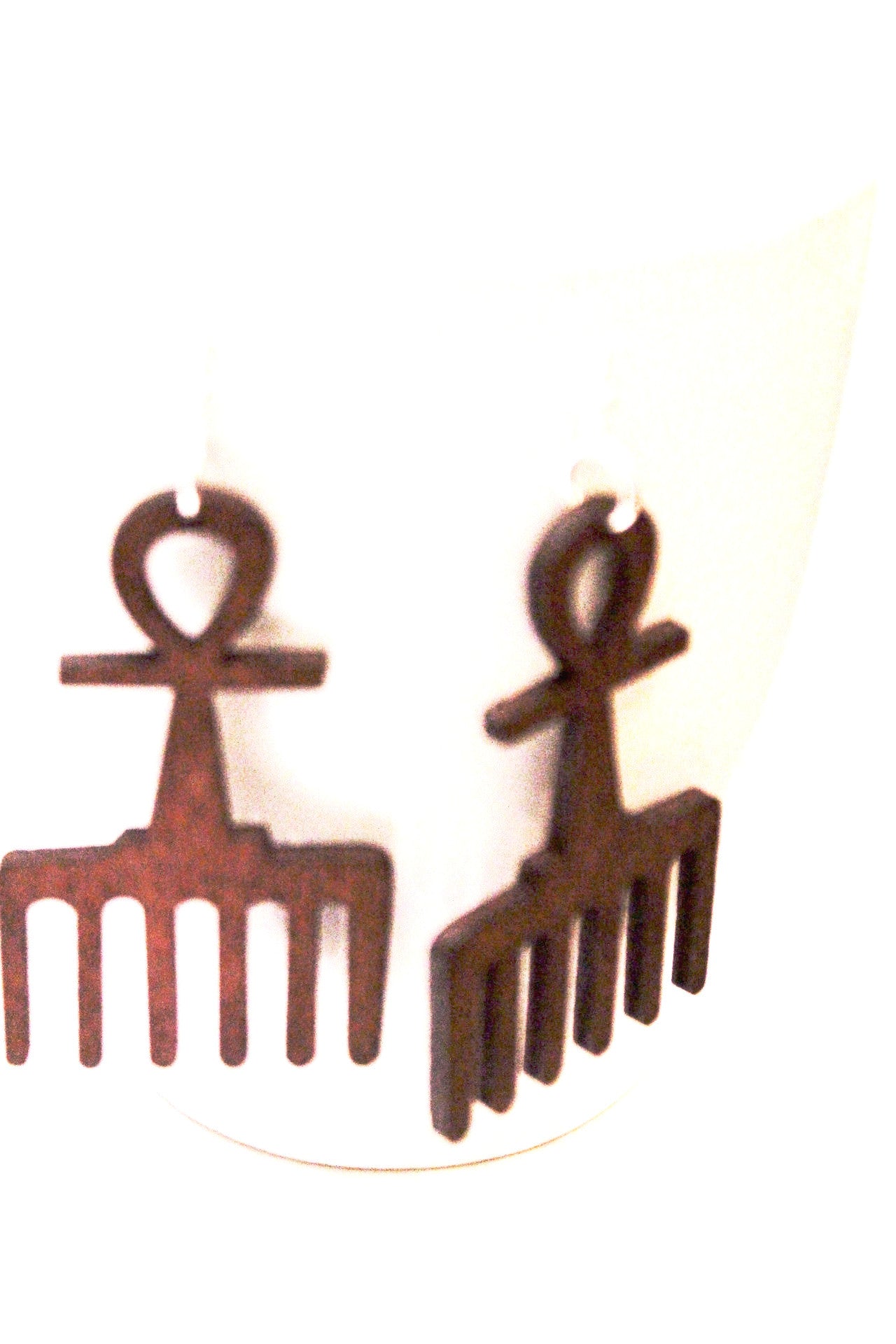 African Ankh wooden earrings