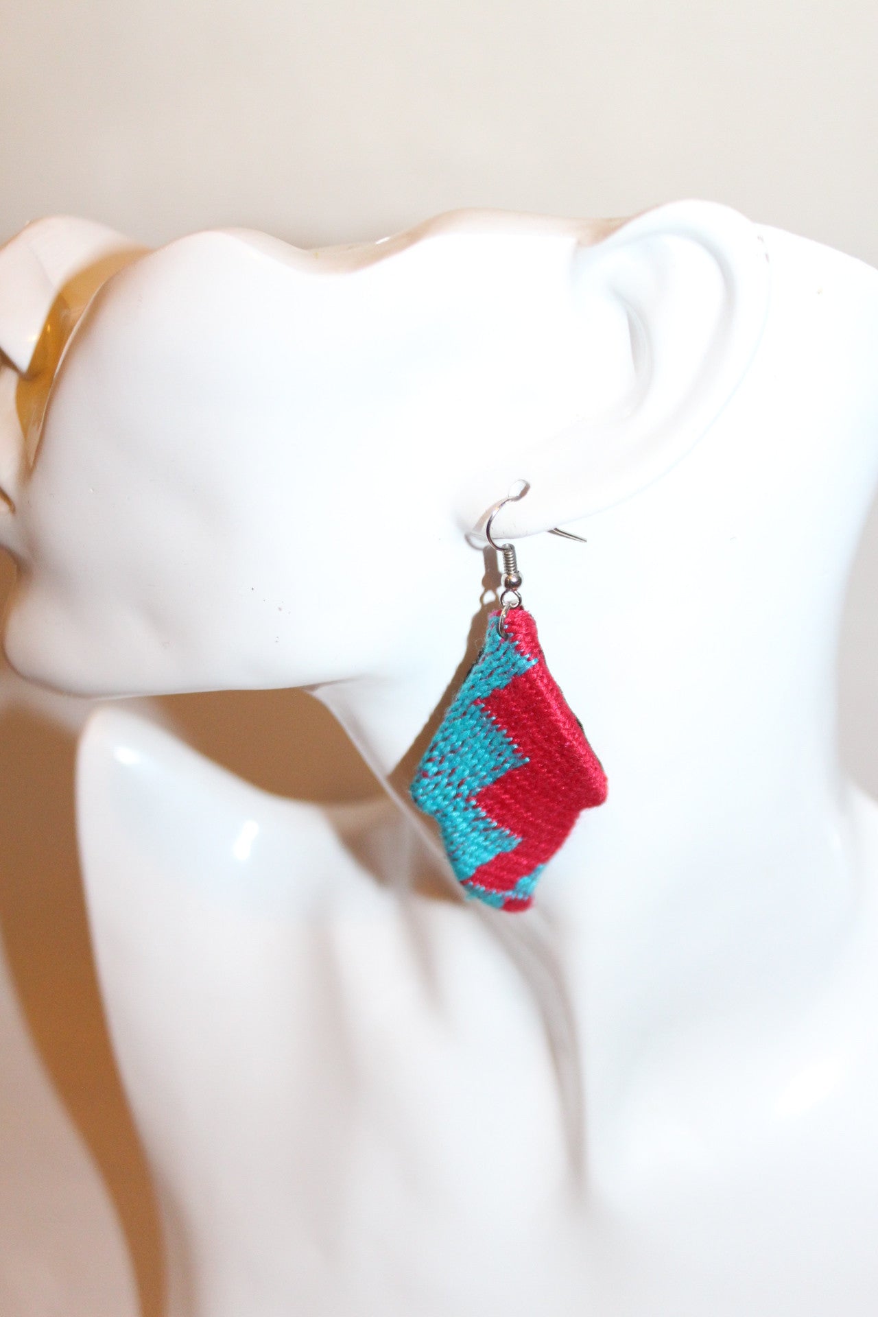 Blue and red kente earrings