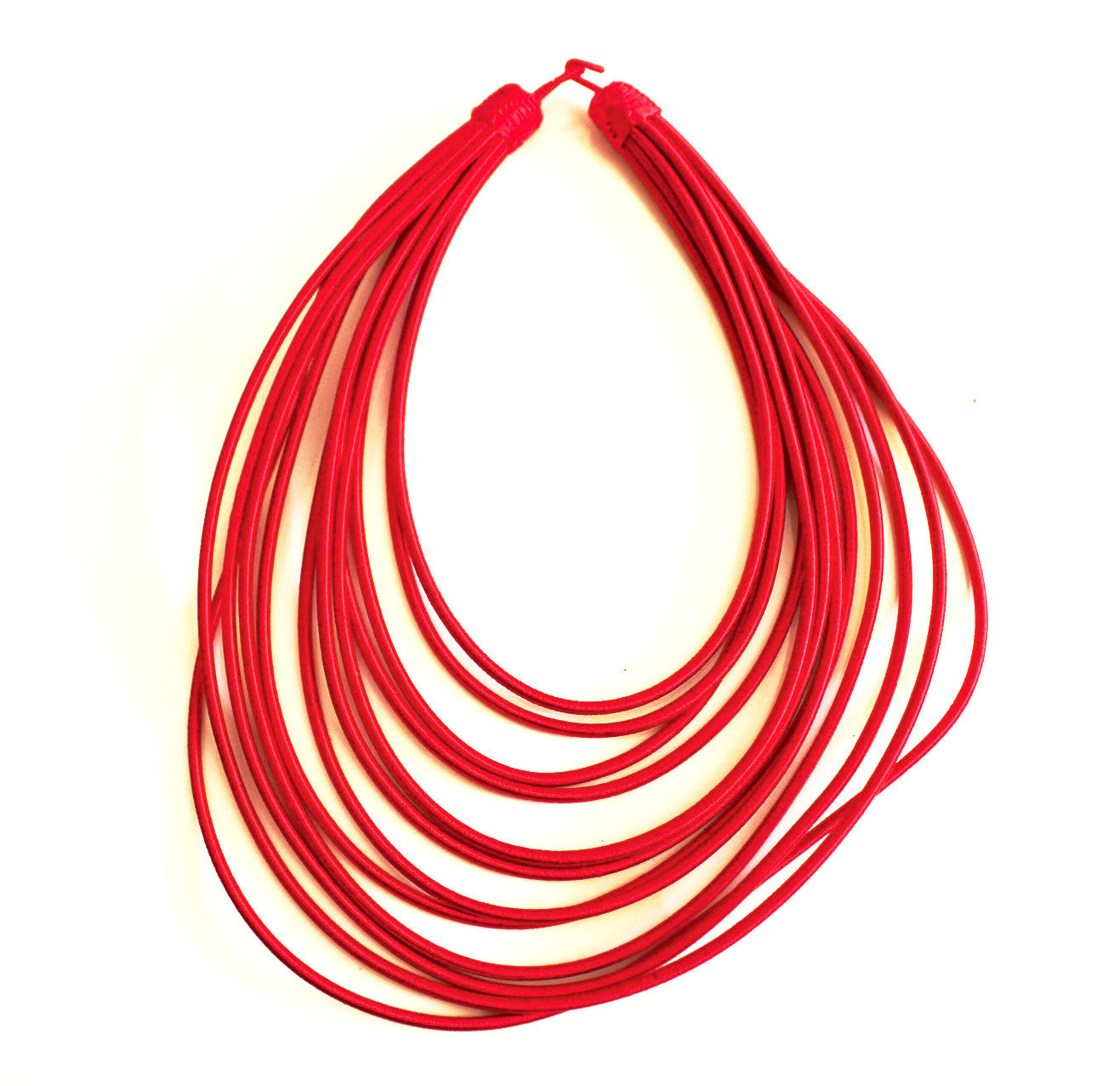Red layered rope necklace