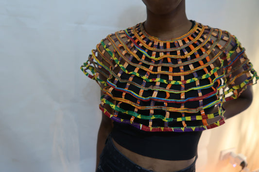 African Cape necklace top with button closure