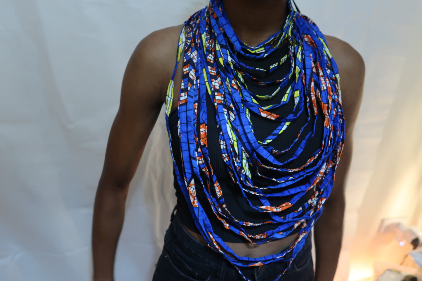 Multi Layered Kente African Print Necklace - Multi coloured