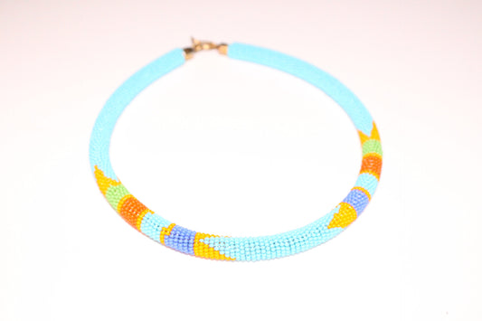 Sky blue maasai choker necklace