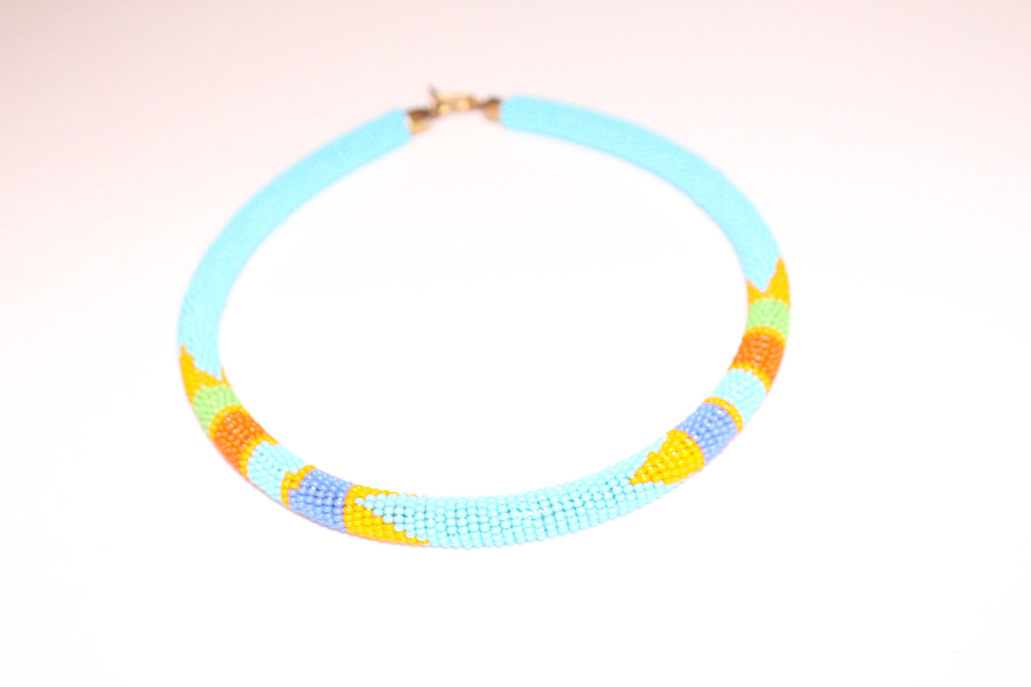 Sky blue maasai choker necklace