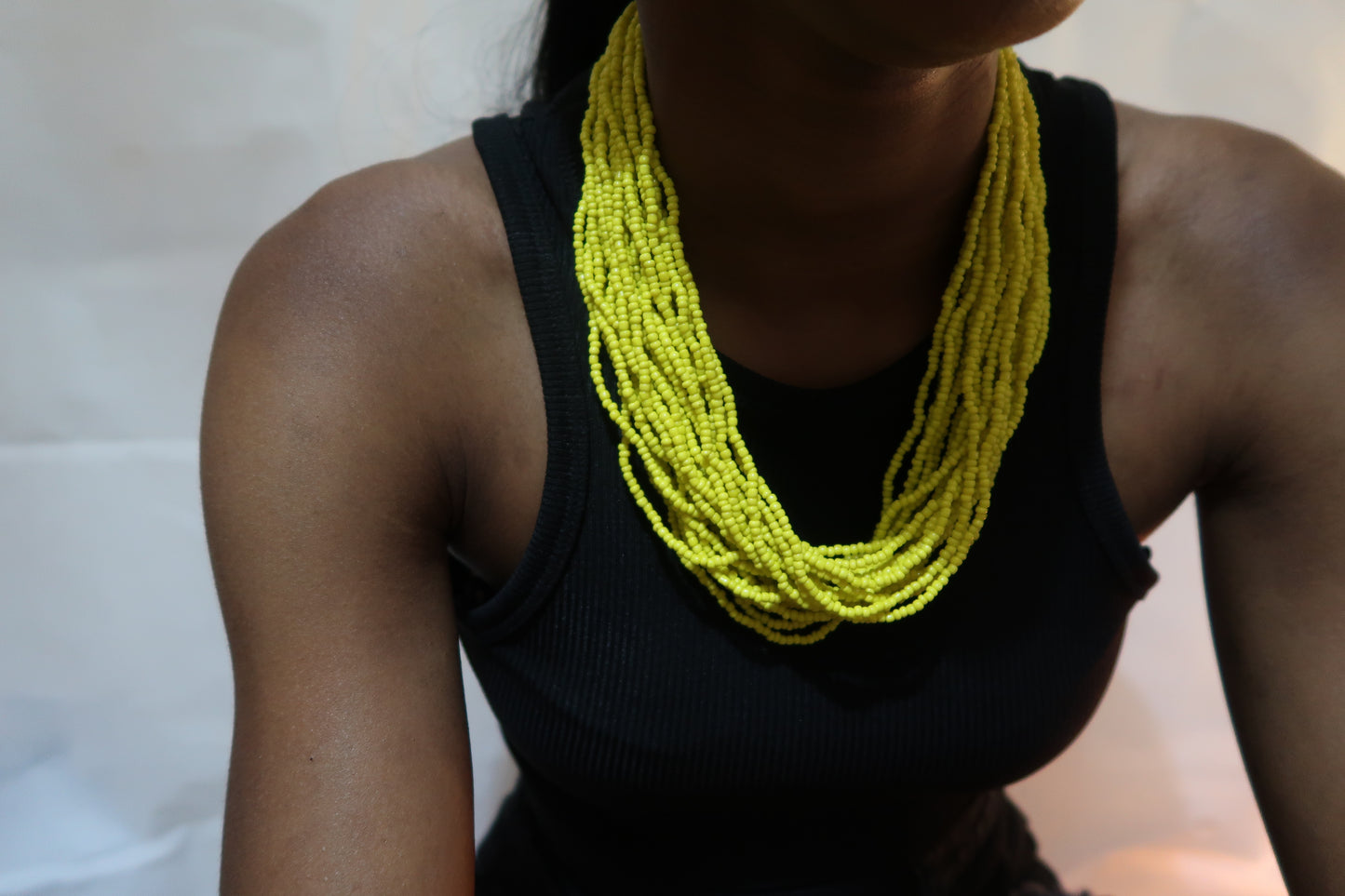Yellow bead layered necklace