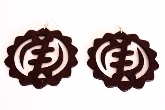 Wooden gyame adinkra earrings