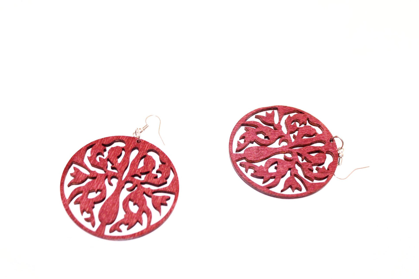 Floral shaped wooden earrings