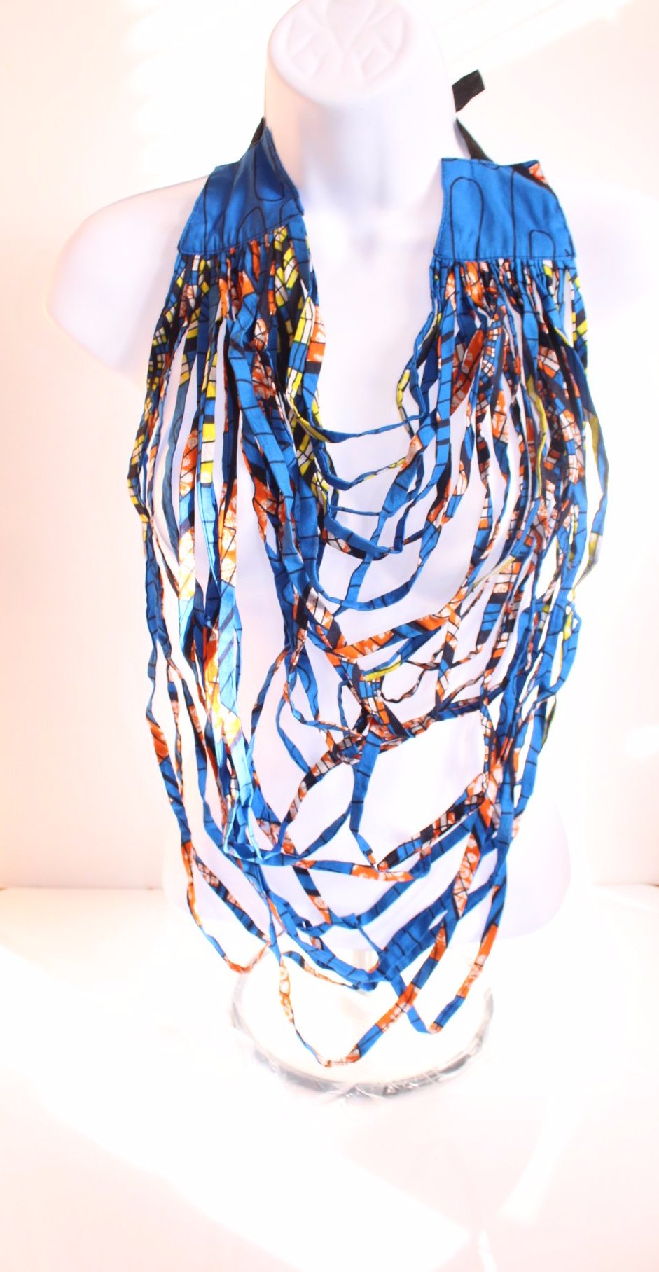 Multi Layered Kente African Print Necklace - Multi coloured