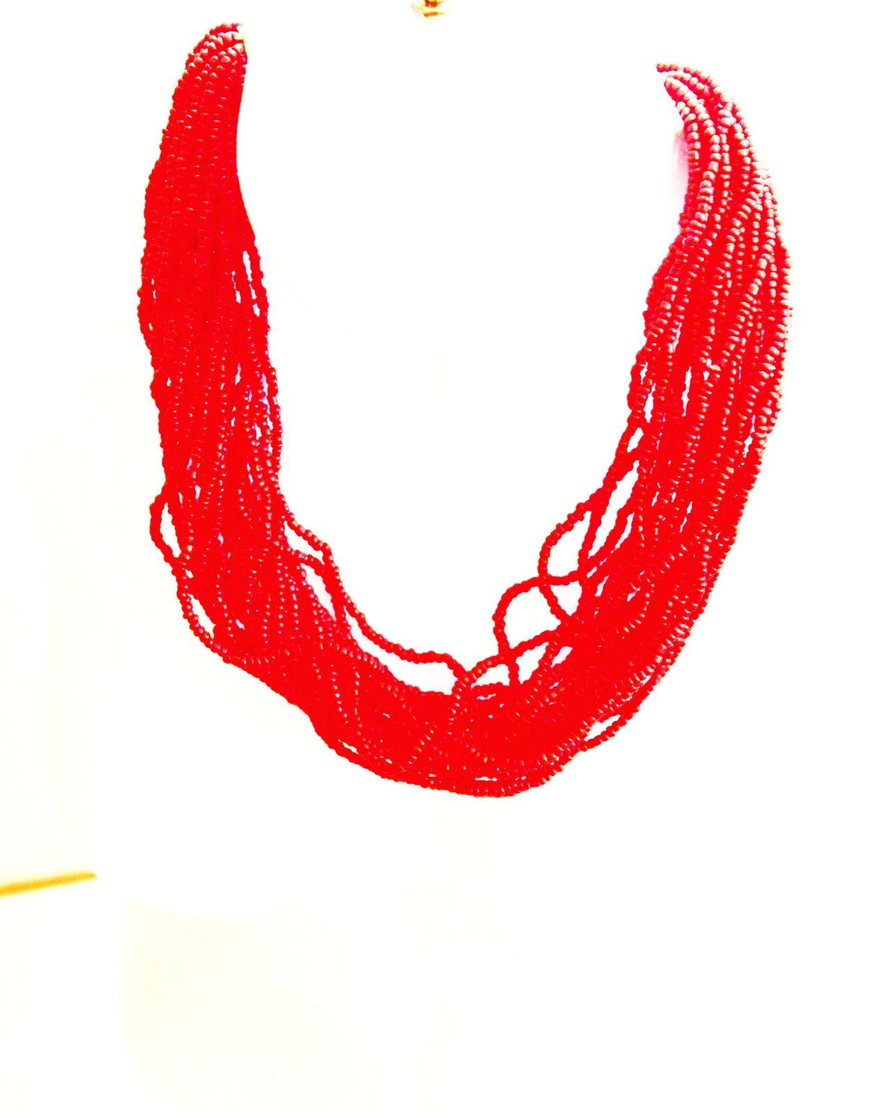 Red bead statement necklace