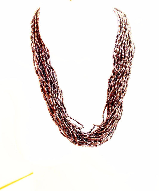 Silver bead statement necklace