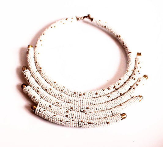White kenya statement necklace