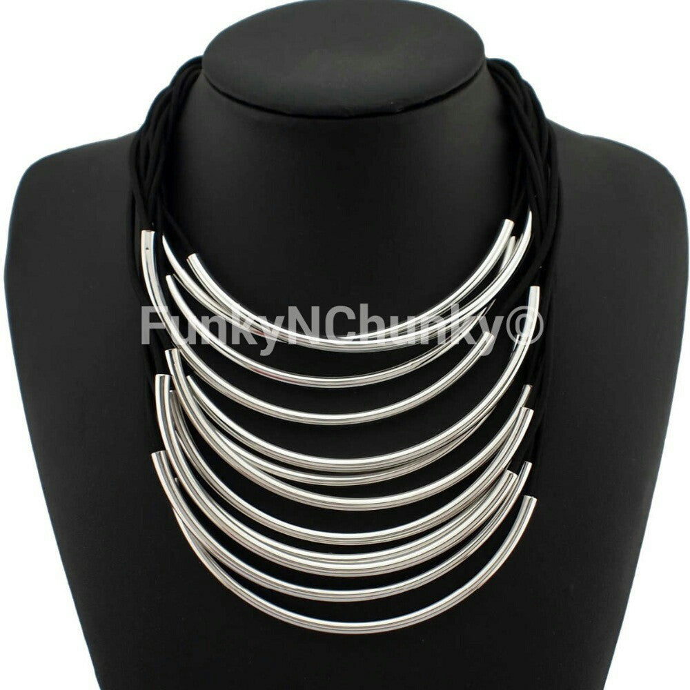 Multi layered rope necklace - Silver