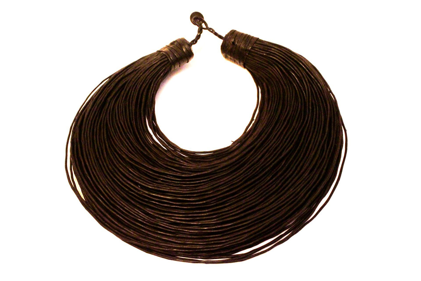 Leather layered statement necklace - Black or Dark brown