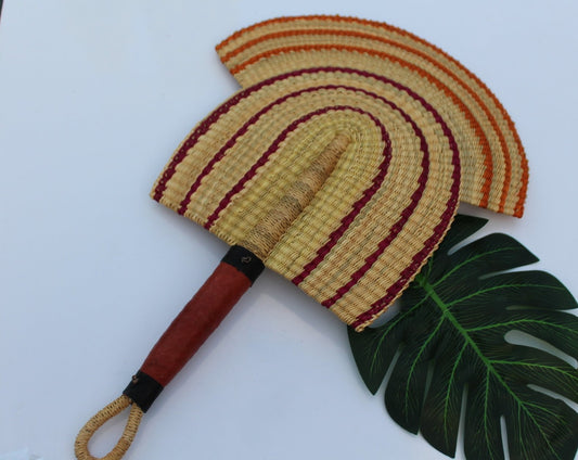 Purple beautiful handwoven and decorative Bolga fan, hand fan, African fan, Ghanaian fan