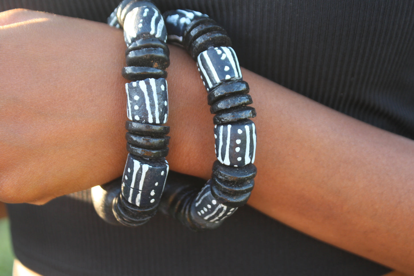 Black Brown glass bead bracelet
