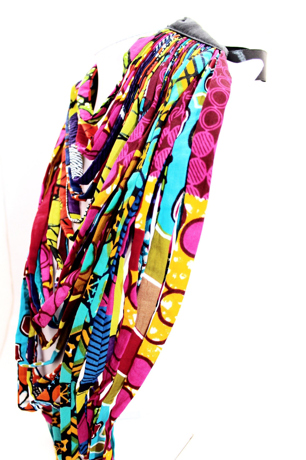 Multi Layered statement Kente African fabric Print Necklace