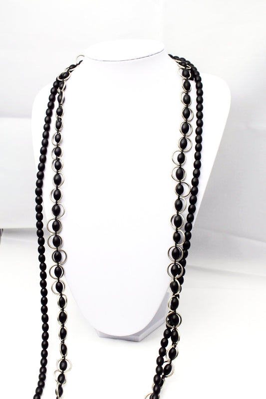 Black and silver bead necklace