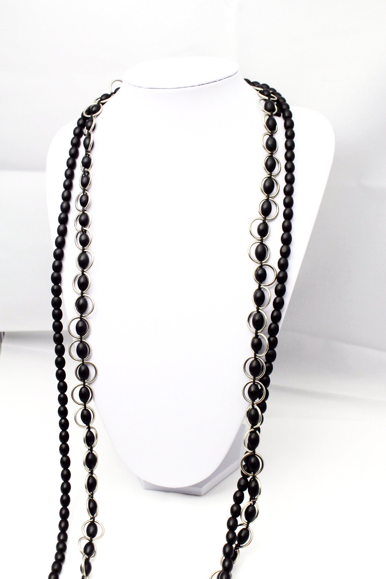 Black and silver bead necklace