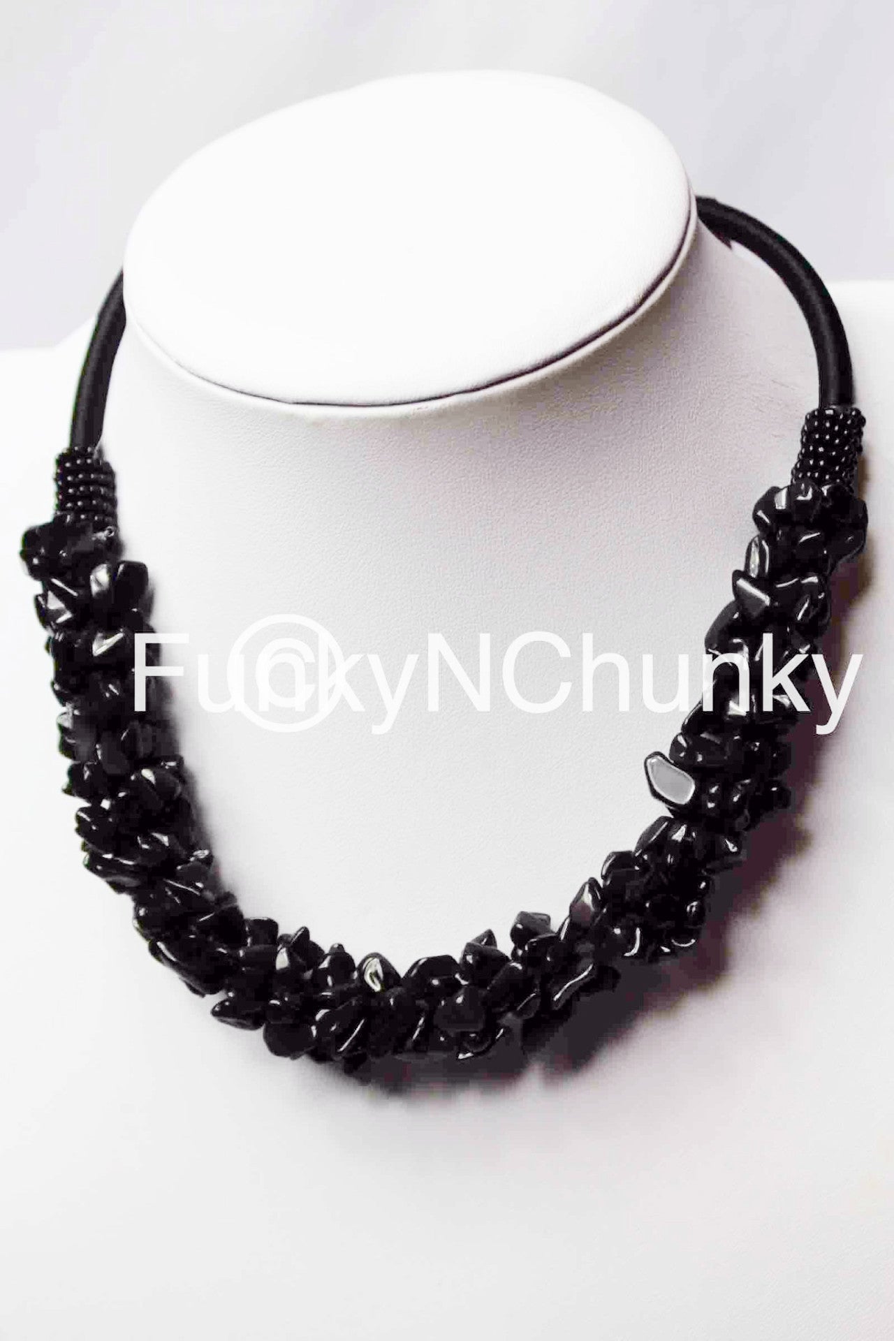 Black coral style statement necklace