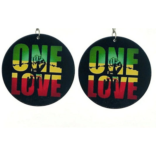 One Love - wooden earrings