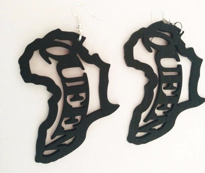 African Queen Wooden Earrings