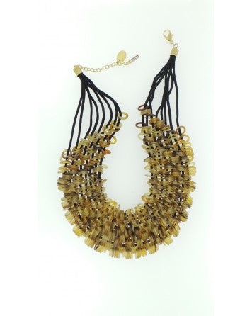 Honeycomb style necklace - Light brown bead detail
