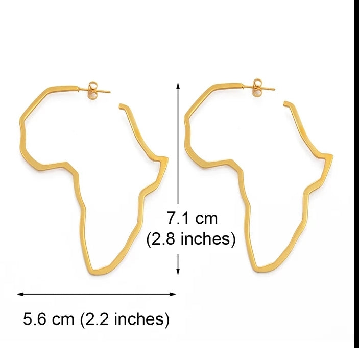 Large African Map Big Earrings Exaggerate - two sizes