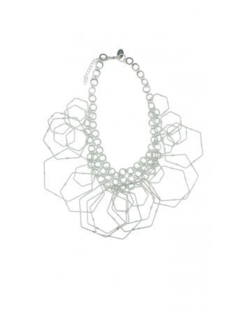 Silver geometric statement necklace