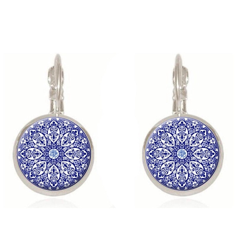 henna glass cabochon earrings