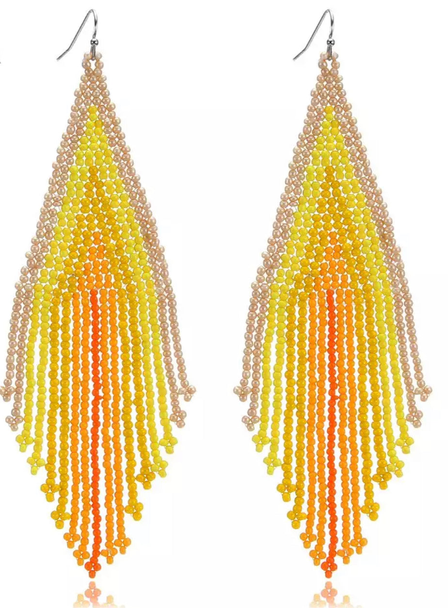 Yellow bead earrings