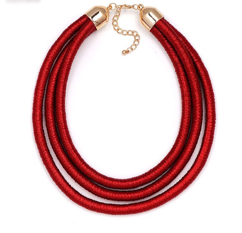 Red rope statement necklace