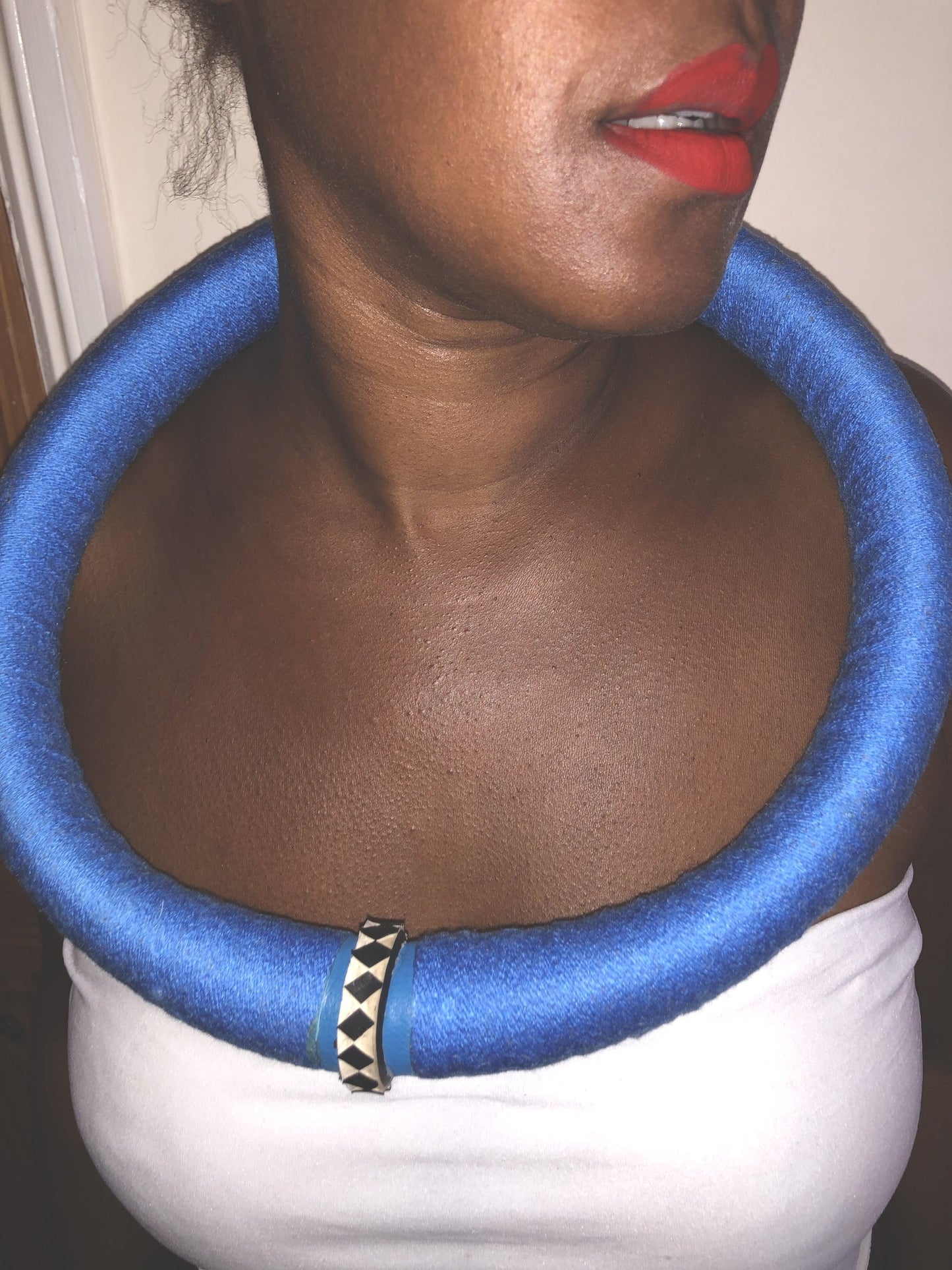 Blue circular statement necklace - South African necklace