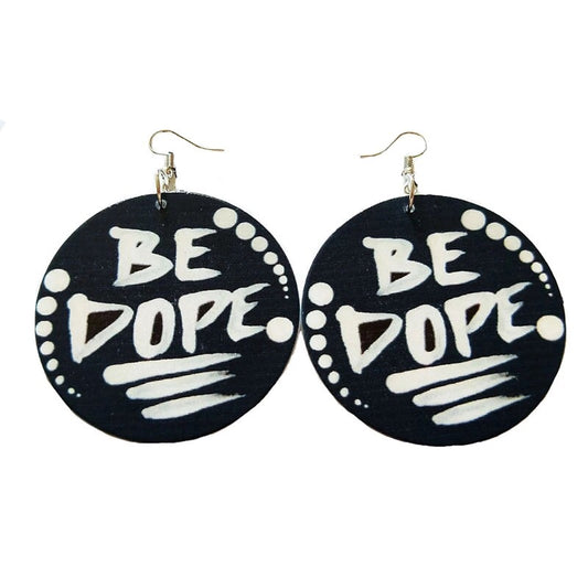 BE DOPE - Earrings Wooden African Statement