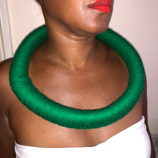Green circular statement necklace - South African necklace