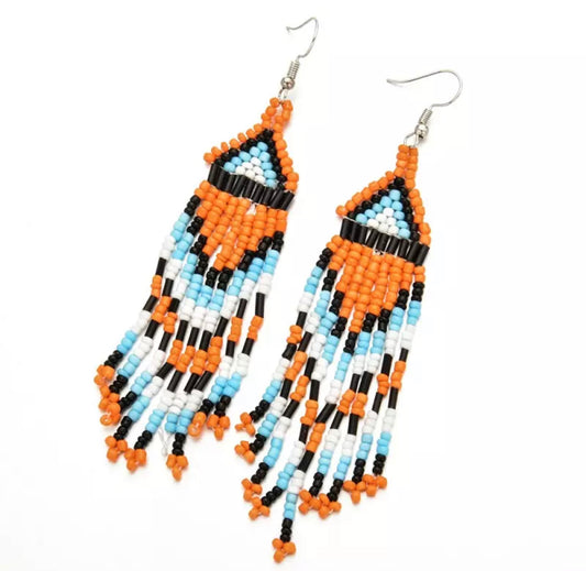 Orange mix african bead earrings