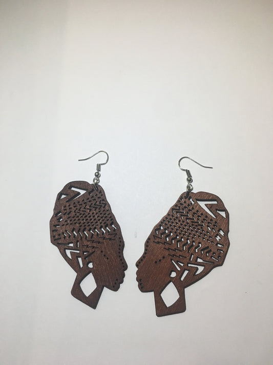 Wooden Head Wrap Nubian Earrings