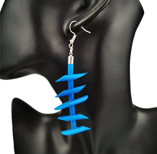 Blue Statement Rubber Earrings