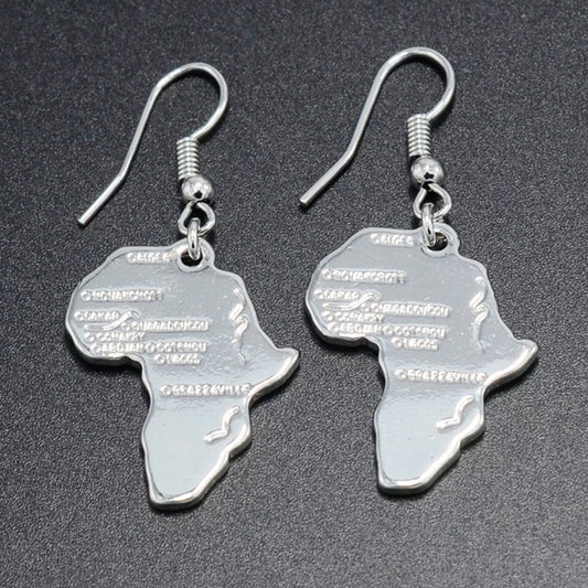 Africa shaped earrings - silver plated